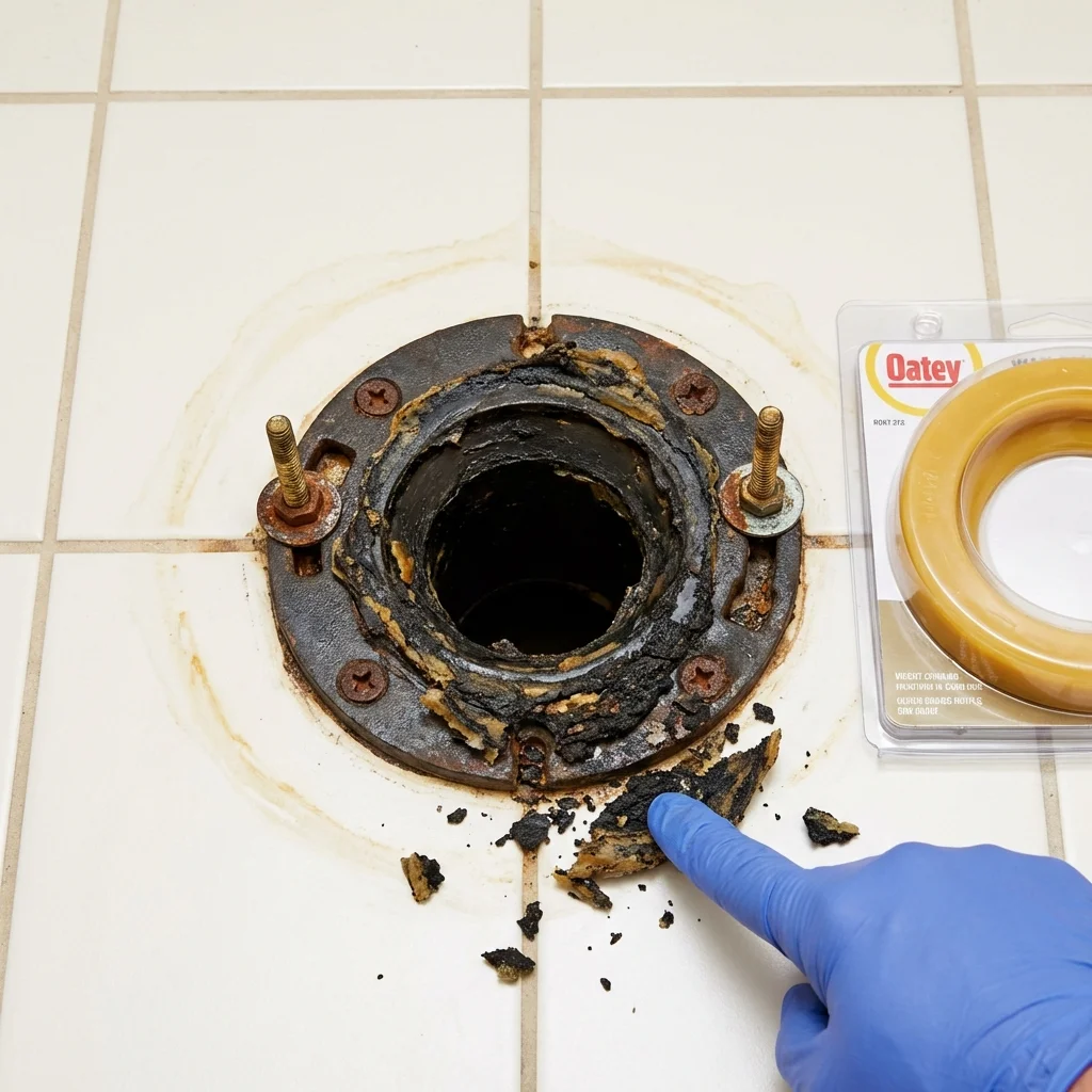 Failed wax ring showing water seepage at the base of a toilet in a Peekskill, NY home