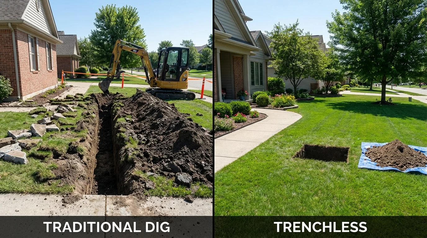 Trenchless sewer repair with minimal yard damage versus traditional excavation in Peekskill, NY
